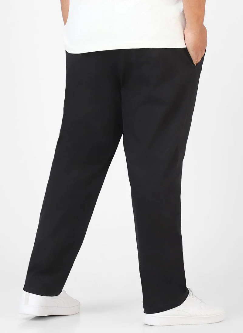Urbano Fashion  Urbano Plus Men's Black Cotton Regular Fit Casual Chinos Trousers Stretch for Men | Best Price UAE